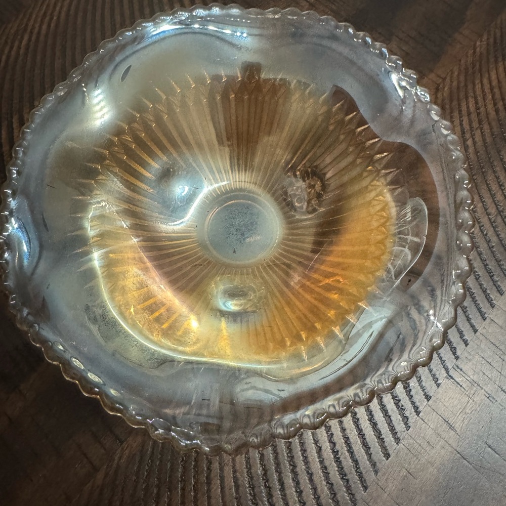 Vintage Glass Bowl with Scalloped Edges